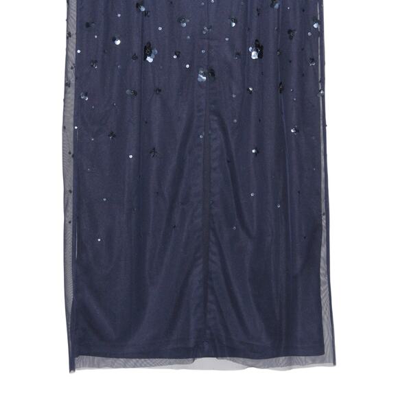 Adrianna Papell Navy Beaded Off Shoulder Formal Maxi Dress Size 14 - Picture 13 of 13